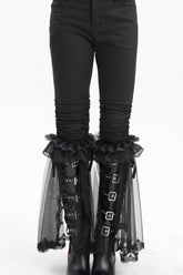 Black Ruffle Stitching Lace Women's Gothic Pants